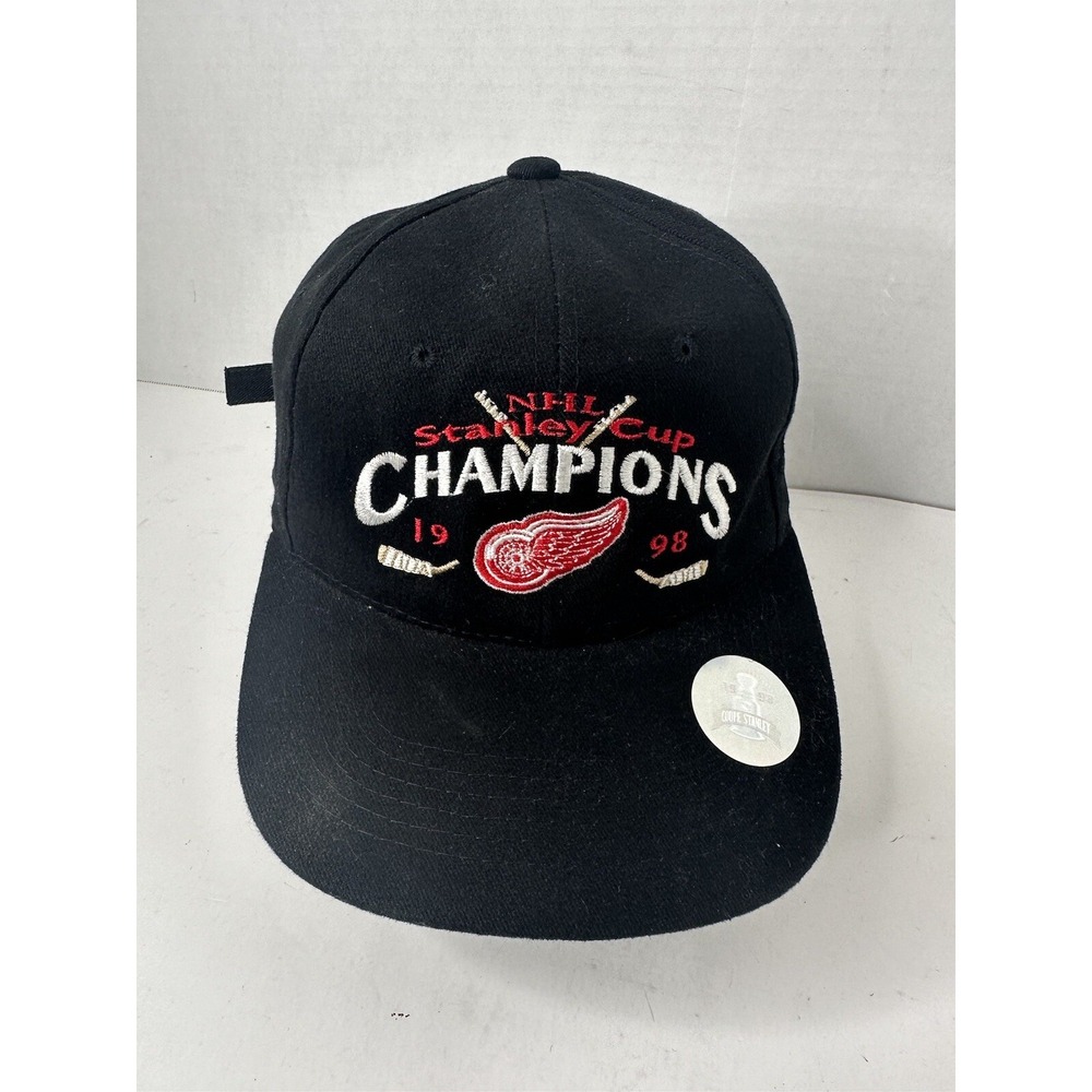 Vintage Detroit Red Wings Hat 1998 Stanley Cup Champs Headmaster Strapback Black